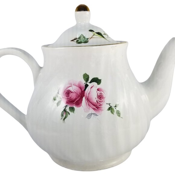 Staffordshire Arthur Wood & Sons Teapot #6426 Rose England Coffee Fine Teapot - Picture 2 of 9